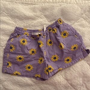 Primary - Unisex size 5 purple shorts with yellow sunflowers